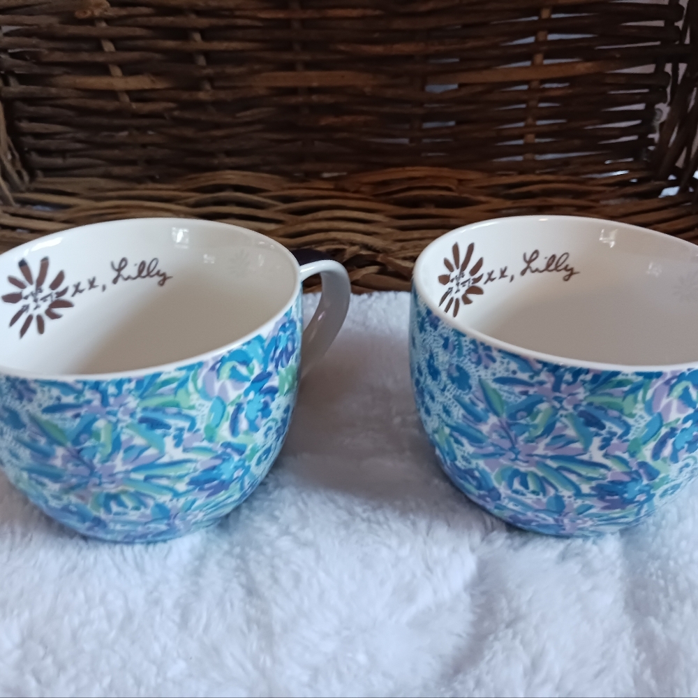 EUC Lily Pulitzer Coffee Cup Mugs 14 Oz.  101